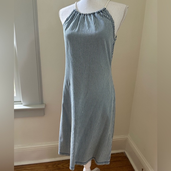 J. McLaughlin Blue Striped Cotton Dress size Small - Picture 1 of 8